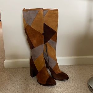 FRYE NWT Patchwork brown Boots, Size 7M